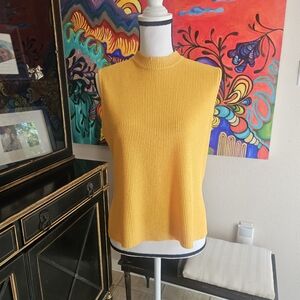 St JOHN designer Yellow Sleeveless Ribbed Blouse